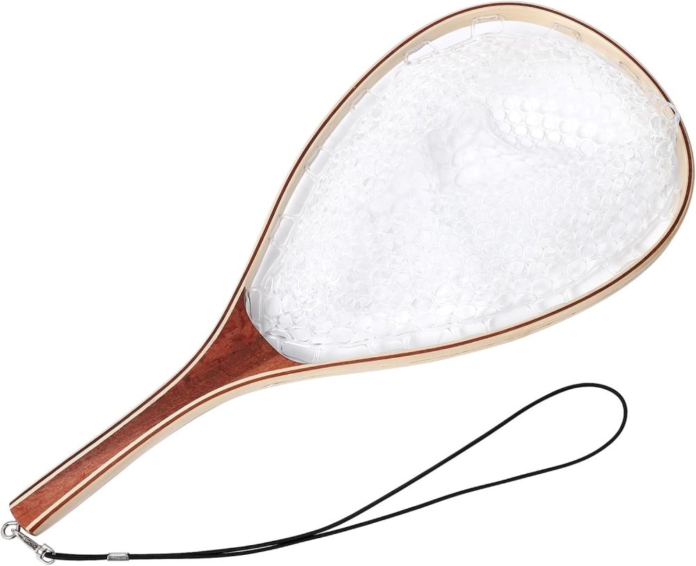 Garvee Fishing Net, Fly Fishing Net for Trout, Fly Fishing Landing Net, Wooden Handle Catch and Release Fish Net for River Fishing Stream Fishing, Gifts for Husband & Son