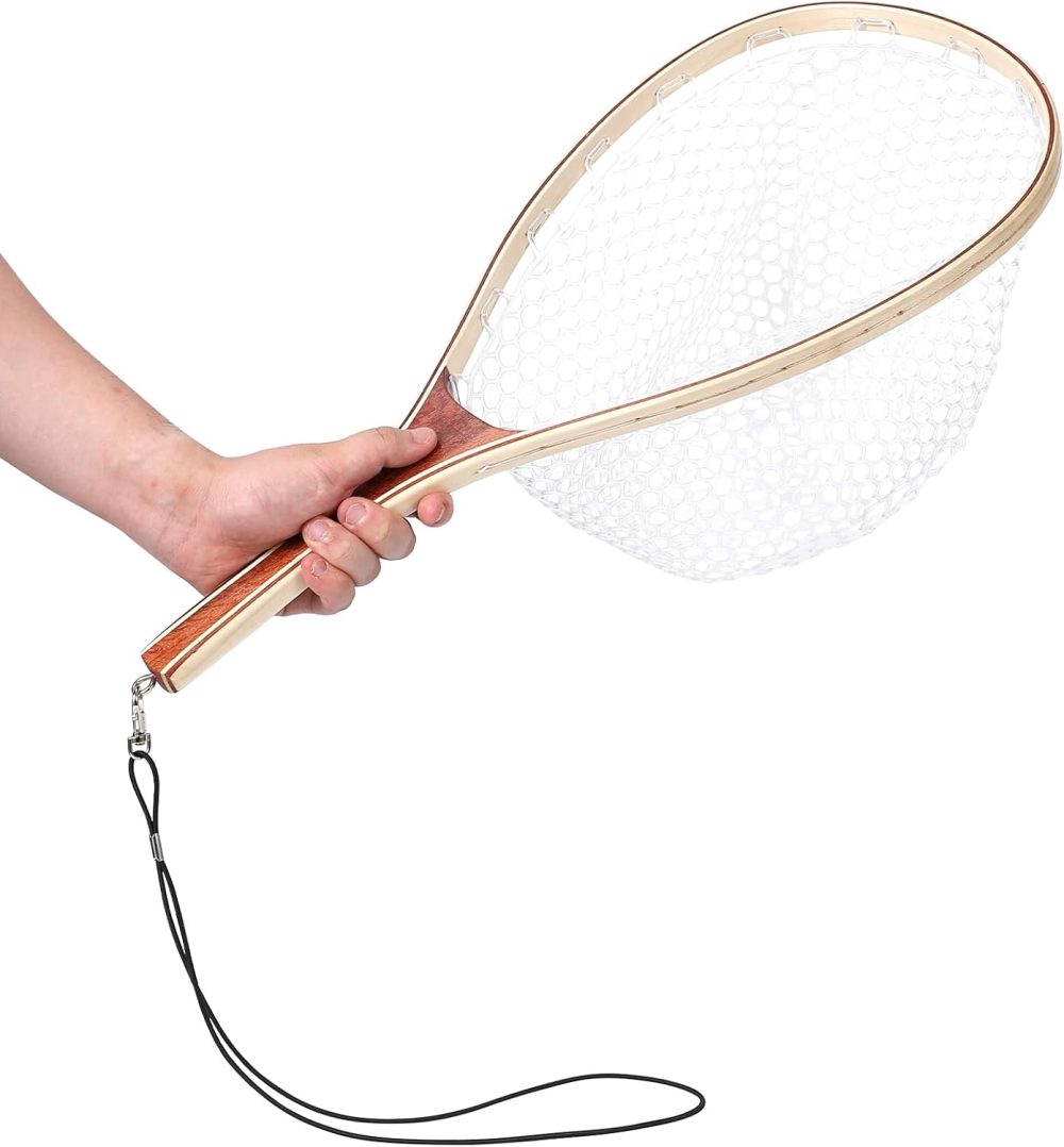 Garvee Fishing Net, Fly Fishing Net for Trout, Fly Fishing Landing Net, Wooden Handle Catch and Release Fish Net for River Fishing Stream Fishing, Gifts for Husband & Son - Image 2