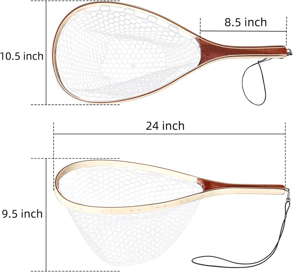 Garvee Fishing Net, Fly Fishing Net for Trout, Fly Fishing Landing Net, Wooden Handle Catch and Release Fish Net for River Fishing Stream Fishing, Gifts for Husband & Son - Image 4