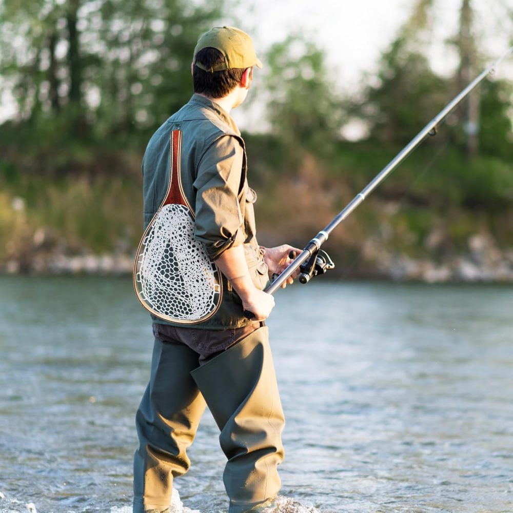Garvee Fishing Net, Fly Fishing Net for Trout, Fly Fishing Landing Net, Wooden Handle Catch and Release Fish Net for River Fishing Stream Fishing, Gifts for Husband & Son - Image 9