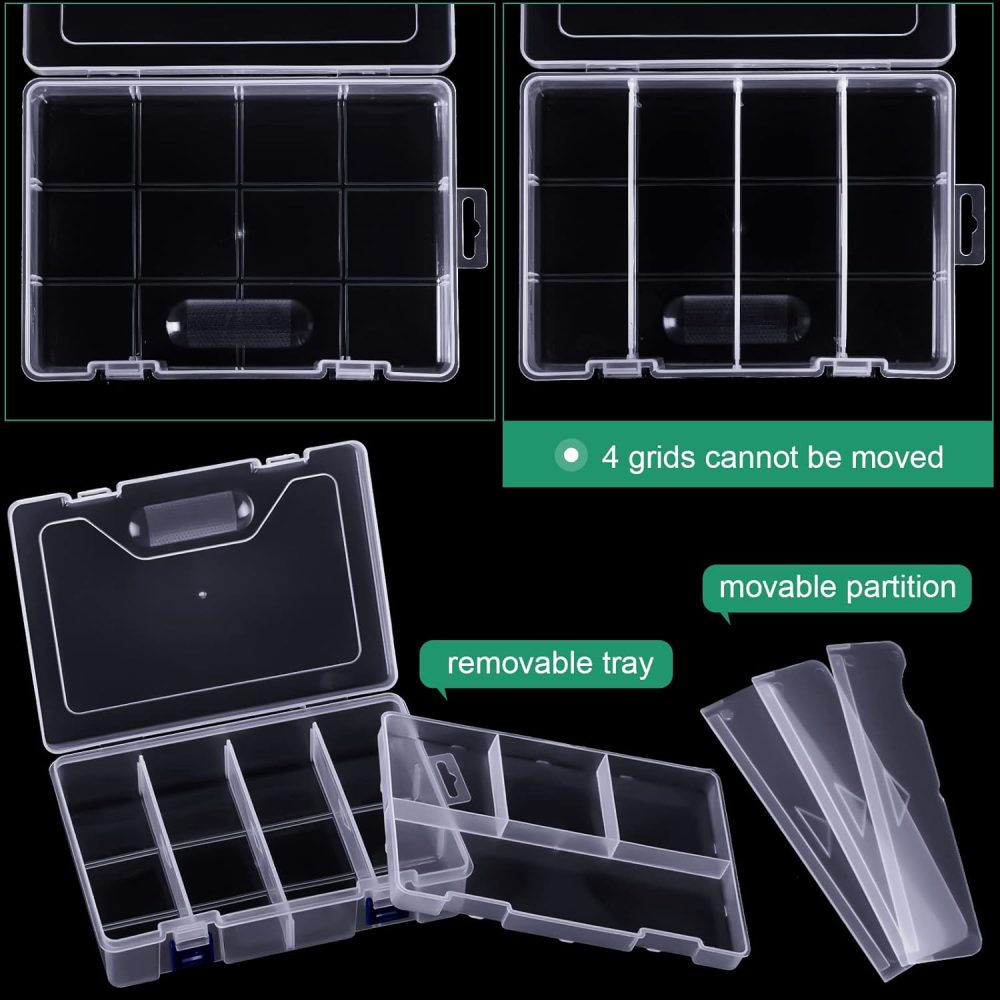 Honoson 6 Pack Fishing Tackle Box Organizer Storage Clear Fishing Box with Movable Tray Plastic Waterproof Compartment Organizer for Lure Container Craft Beads Jewelry - Image 3