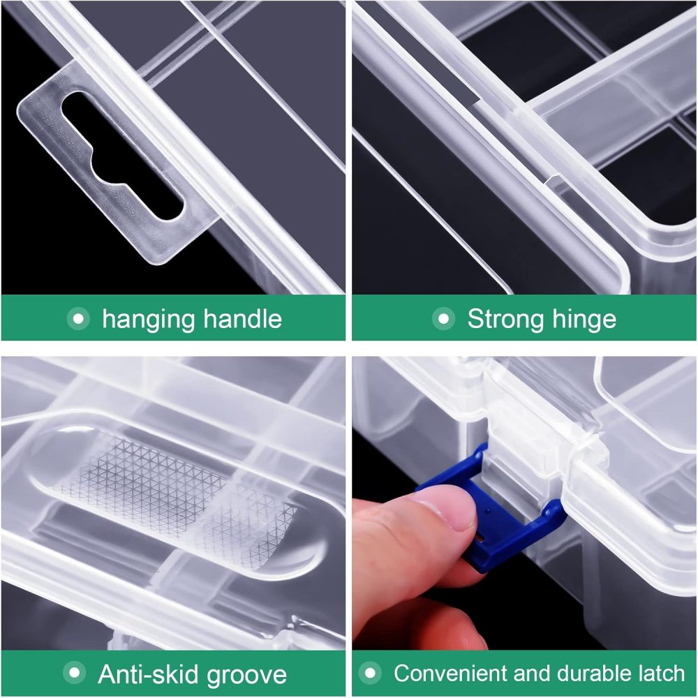 Honoson 6 Pack Fishing Tackle Box Organizer Storage Clear Fishing Box with Movable Tray Plastic Waterproof Compartment Organizer for Lure Container Craft Beads Jewelry - Image 4