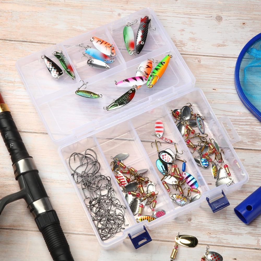 Honoson 6 Pack Fishing Tackle Box Organizer Storage Clear Fishing Box with Movable Tray Plastic Waterproof Compartment Organizer for Lure Container Craft Beads Jewelry - Image 5
