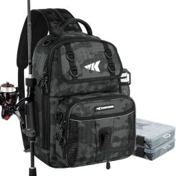 KastKing BaitSpace Fishing Sling Bag, Fishing Backpack with Rod & Beverage Holder, Tackle Bag for Fishing Gear