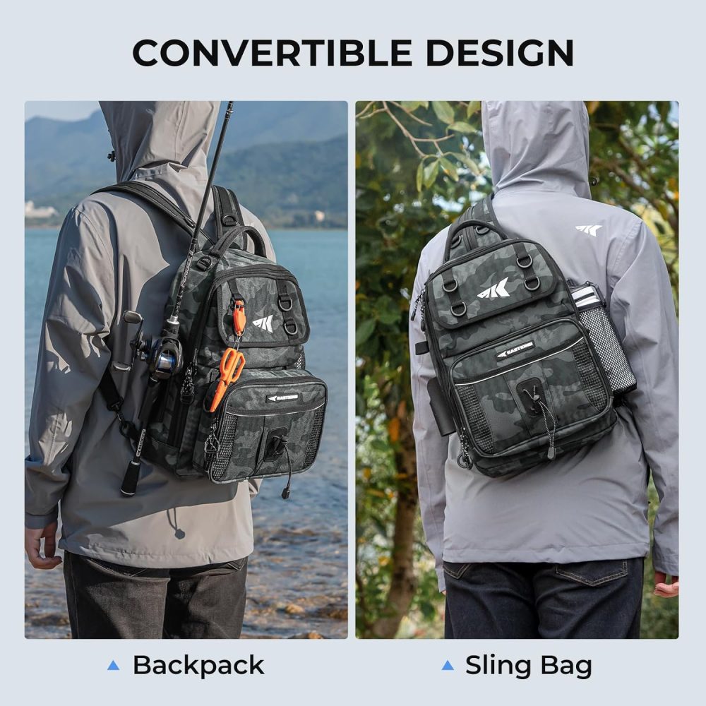 KastKing BaitSpace Fishing Sling Bag, Fishing Backpack with Rod & Beverage Holder, Tackle Bag for Fishing Gear - Image 2